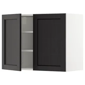 IKEA METOD МЕТОД, навісна шафа з полицями / 2 дверцят, білий / ЛЕРХЮТТАН чорна морилка, 80x60 см 794.545.35 фото