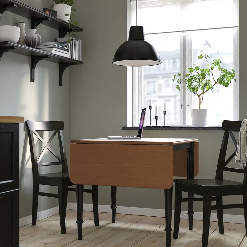 IKEA DANDERYD ДАНДЭРЮД / INGOLF ИНГОЛЬФ, стол и 2 стула, сосна черная / черный, 74 / 134x80 см 594.783.92 фото №3