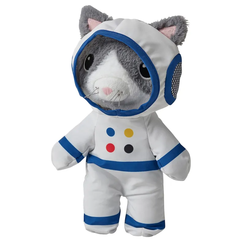 IKEA AFTONSPARV АФТОНСПАРВ, м’яка іграшка в костюмі космонавта, кіт, 28 см 605.515.36 фото №1