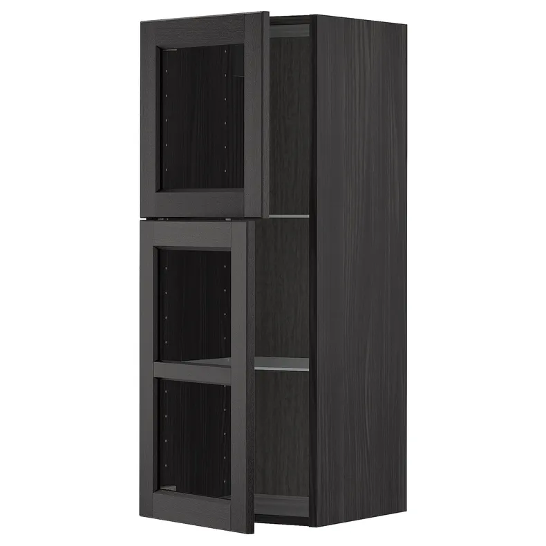 IKEA METOD МЕТОД, настінна шафа, полиці / 2 склх дверц, чорний / Лерхіттан, пофарбований у чорний колір, 40x100 см 394.557.54 фото №1