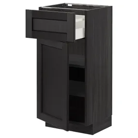 IKEA METOD МЕТОД / MAXIMERA МАКСИМЕРА, напольный шкаф с ящиком / дверцей, черный / Лерхиттан с черными пятнами, 40x37 см 694.582.18 фото