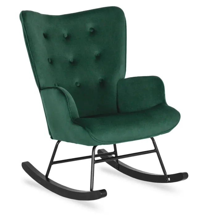 Кресло-качалка бархатное MEBEL ELITE ELIS Velvet, Зеленый фото №1