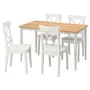 IKEA DANDERYD ДАНДЕРЮД / INGOLF ІНГОЛЬФ, стіл+4 стільці, дубовий шпон білий/білий, 130x80 см 693.925.38 фото