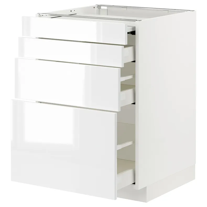 IKEA METOD МЕТОД / MAXIMERA МАКСИМЕРА, напольный шкаф с выдвиж панелью / 3ящ, белый / Рингхульт белый, 60x60 см 694.338.12 фото №1