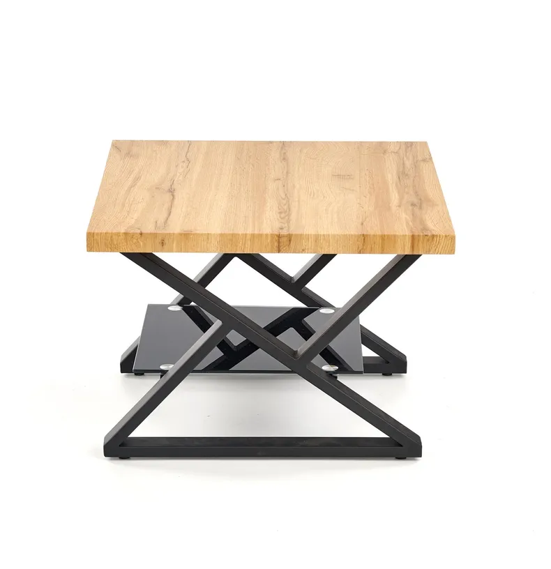 Журнальный столик деревянный HALMAR XENA, квадратный 60x60 см, черный/натуральный фото №3