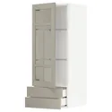 IKEA METOD МЕТОД / MAXIMERA МАКСІМЕРА, навісна шафазі скляними двер / 2 шухл, білий / стенсундський бежевий, 40x100 см 094.624.40 фото thumb №1