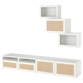 IKEA BESTÅ БЕСТО, комбинация для ТВ / стеклянные дверцы, белый Синдвик / Студсвикен белый, 240x42x190 см 094.365.16 фото