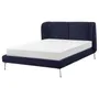 IKEA TUFJORD ТЮФЬЁРД, каркас кровати с обивкой, Талмира черно-синяя / Лёнсет, 140x200 см 595.553.33 фото