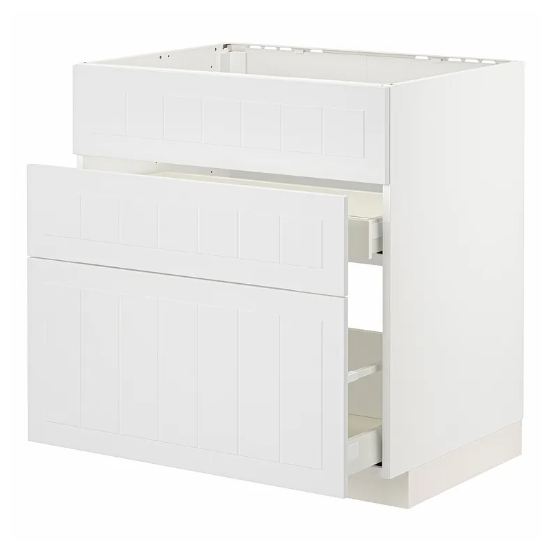 IKEA METOD МЕТОД / MAXIMERA МАКСІМЕРА, підлог шафа д / мийки+3 фр пан / 2 шух, білий / стенсундський білий, 80x60 см 794.094.73 фото №1