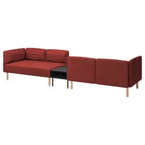IKEA LILLEHEM ЛІЛЛЕХЕМ, 4-м модульний диван з журн столом, ГУННАРЕД коричнево-червоний/деревина 095.697.52 фото