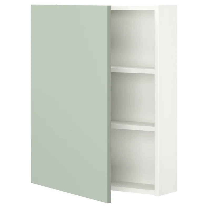 IKEA ENHET ЕНХЕТ, настінн шафа з 2 поличками/дверцят, білий/блідо-сіро-зелений, 60x17x75 см 994.968.79 фото №1