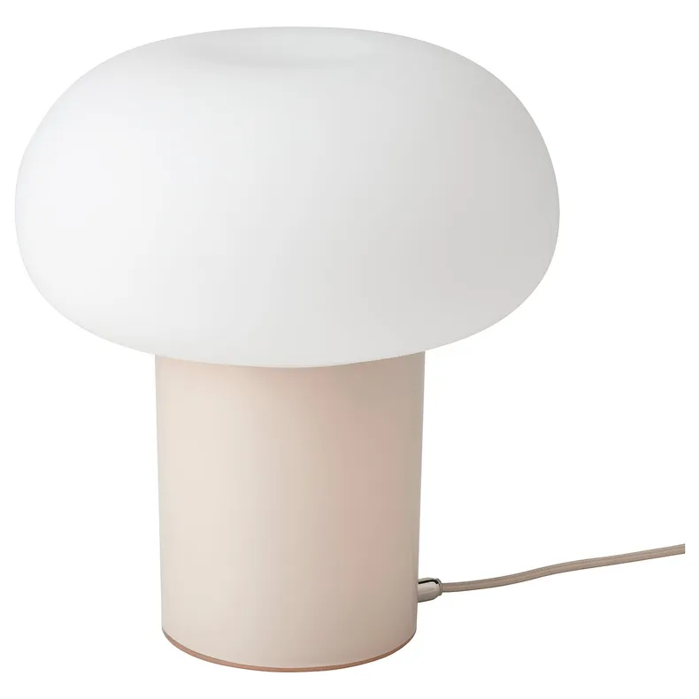 IKEA DEJSA ДЕЙСА, лампа настольная, бежевое / опаловое белое стекло, 28 см 904.049.83 фото №1