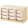 IKEA TROFAST ТРУФАСТ, комбінація для зберіган +контейнери, світла сосна, пофарбована в білий/білий колір, 93x44x52 см 195.332.15 фото