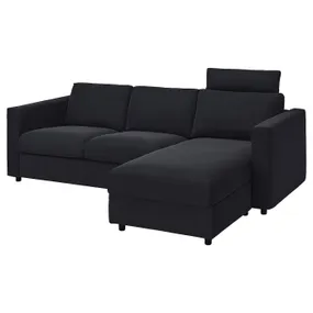 IKEA VIMLE ВИМЛЕ, 3-местный диван с козеткой, с подголовником Саксемара / черно-синий 293.991.36 фото