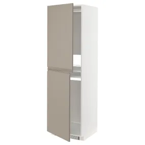 IKEA METOD МЕТОД, висока шафа для холодильнка / морозил, білий / Upplöv матовий темно-бежевий, 60x60x200 см 294.915.40 фото