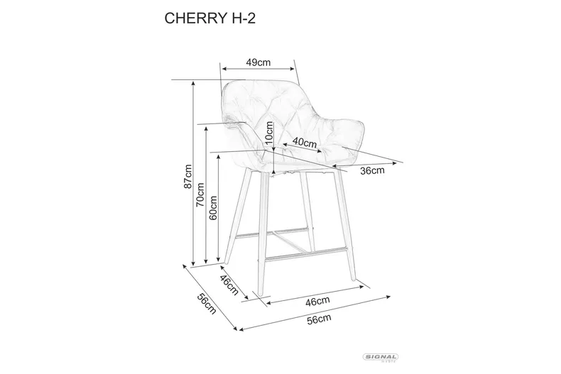 Барний стілець оксамитовий SIGNAL CHERRY H-2 VELVET Bluvel 19 - чорний фото №2