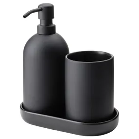 IKEA GANSJÖN ГАНШЁН, набор для ванной,3 предмета, черный 504.988.89 фото