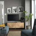 IKEA BESTÅ БЕСТО, тумба для телевізора з дверцятами, чорно-коричневий / ХЕДЕВІКЕН / СТУББ дубовий шпон, 120x42x48 см 194.196.20 фото thumb №3