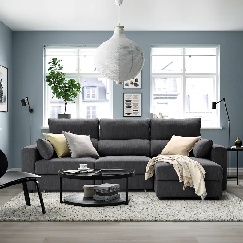 IKEA ESKILSTUNA ЕСКІЛЬСТУНА, 3-місний диван із кушеткою, Горючий антрацит 595.201.93 фото №3