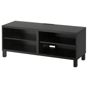 IKEA BESTÅ БЕСТО, тумба под ТВ, на ножках, черно-коричневый, 120x40x48 см 490.612.28 фото