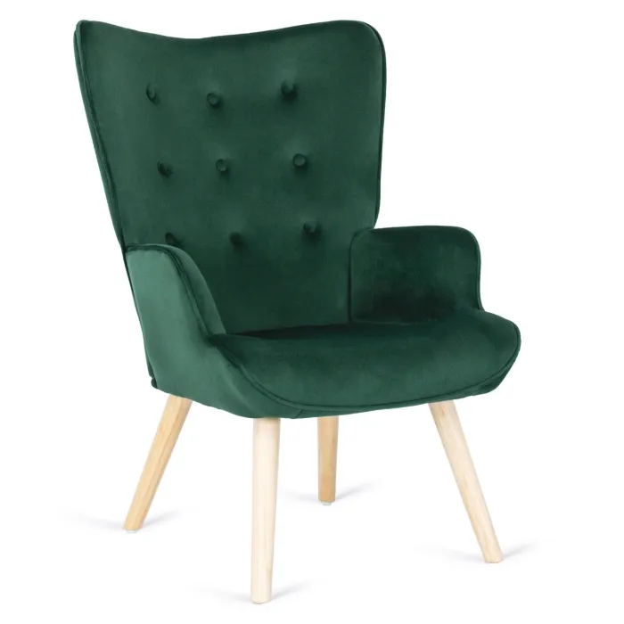 Кресло мягкое бархатное с подставкой для ног MEBEL ELITE LOZANO Velvet, Зеленый фото №8