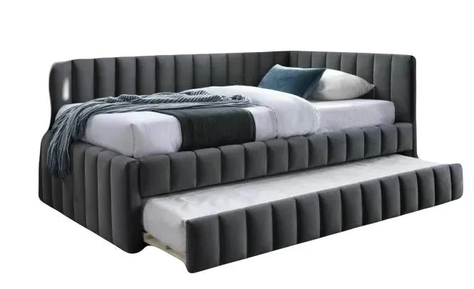 Ліжко односпальне SIGNAL Alfie Velvet 120x200, сірий фото №1