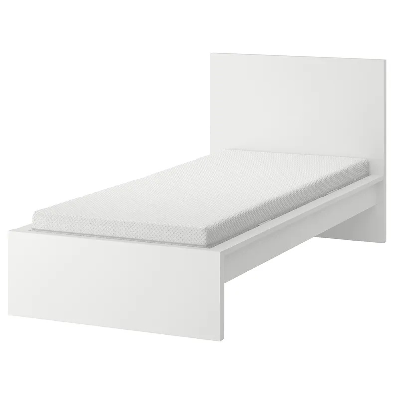 IKEA MALM МАЛЬМ, каркас ліжка з матрацом, білий / ОБЮГДА жорсткий, 90x200 см 295.368.50 фото №1
