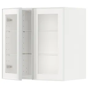 IKEA METOD МЕТОД, навесной шкаф / полки / 2стеклян двери, белый / Хейста белое прозрачное стекло, 60x60 см 494.905.54 фото
