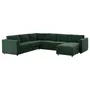 IKEA VIMLE ВІМЛЕ, кутовий диван, 5-місний, з шезлонгом/дюпаном темно-зеленого кольору 194.341.40 фото