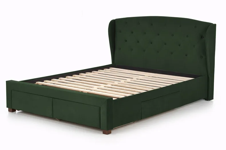 Двуспальная кровать с ящиками HALMAR SABRINA 160x200 см темно-зеленая фото №1