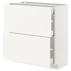 IKEA METOD МЕТОД / MAXIMERA МАКСИМЕРА, напольный шкаф / 2 фасада / 3 ящика, белый / Вальстена белый, 80x37 см 895.072.27 фото