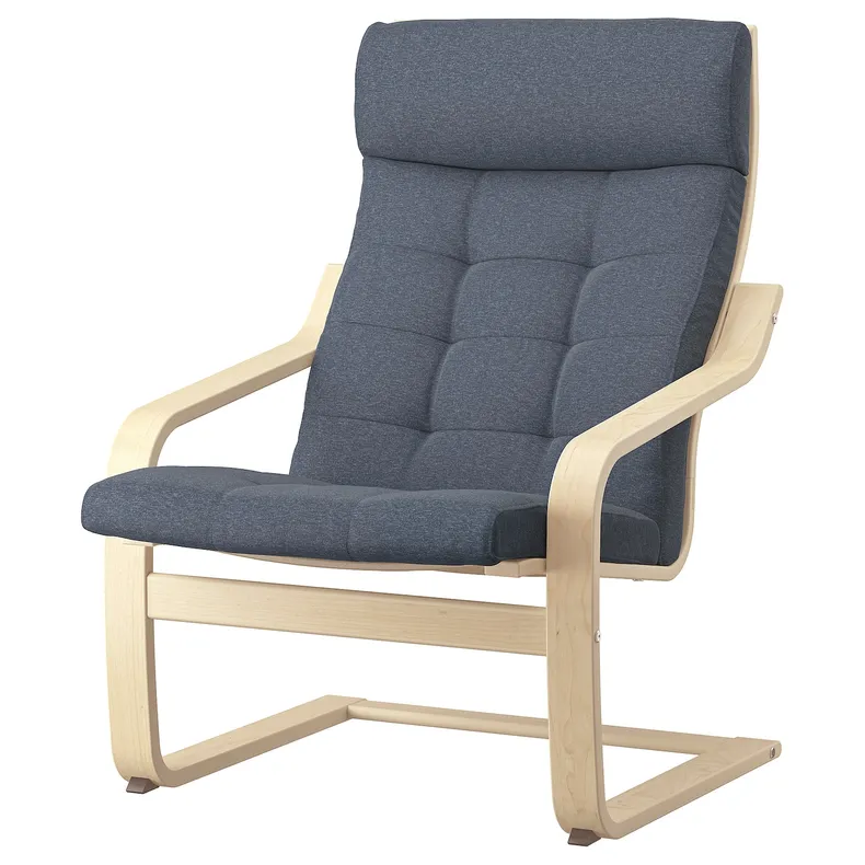 IKEA POÄNG ПОЕНГ, крісло, береза okl / Gunnared blue 195.021.86 фото №1