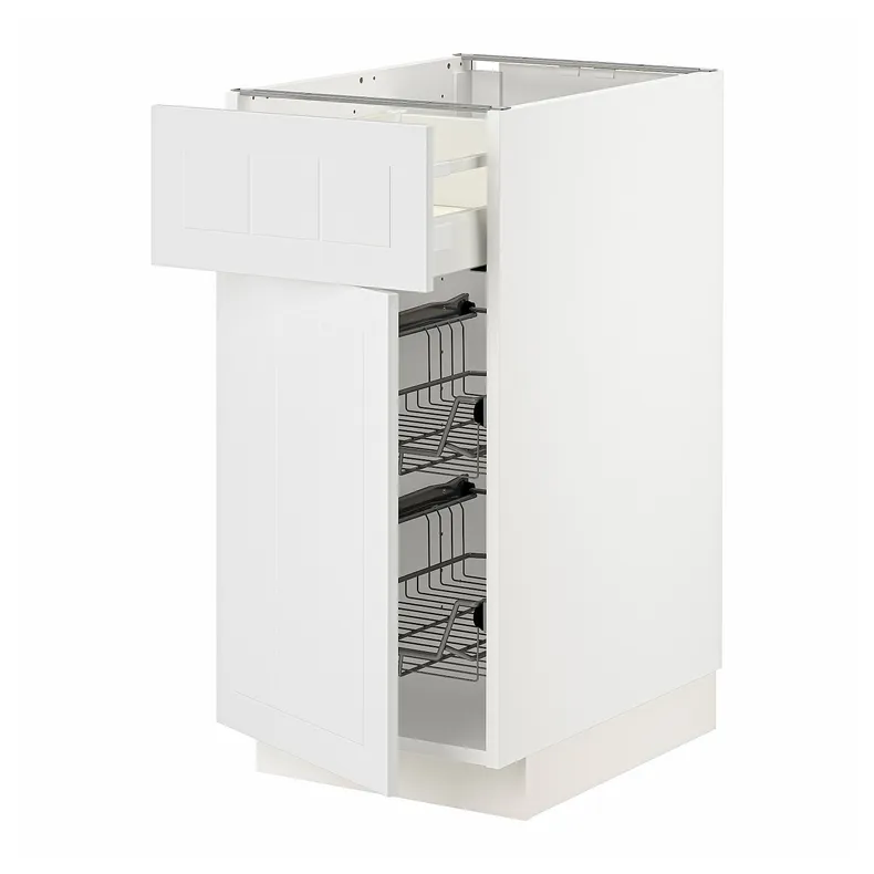 IKEA METOD МЕТОД / MAXIMERA МАКСІМЕРА, підлог шафа з дрот кошик / шухл / дверц, білий / стенсундський білий, 40x60 см 594.612.83 фото №1