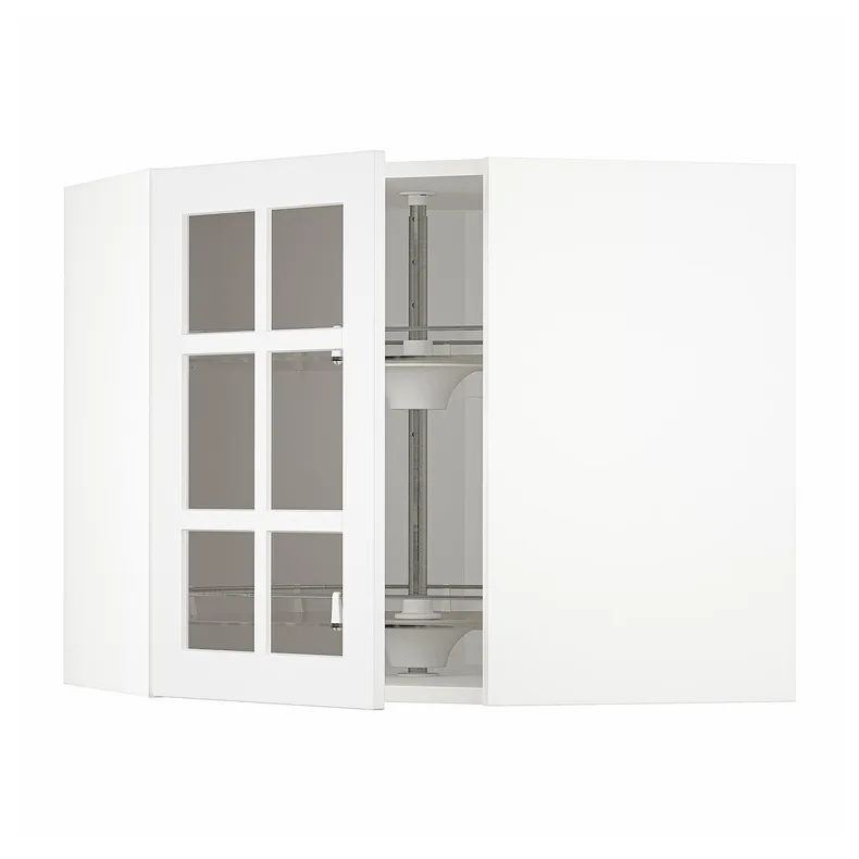IKEA METOD МЕТОД, углов навесн шкаф с врщ скц / сткл дв, белый / Стенсунд белый, 68x60 см 794.092.08 фото №1