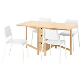 IKEA NORDEN НОРДЕН / TEODORES ТЕОДОРЕС, стол и 4 стула, берёза / белый, 26 / 89 / 152 см 295.689.02 фото