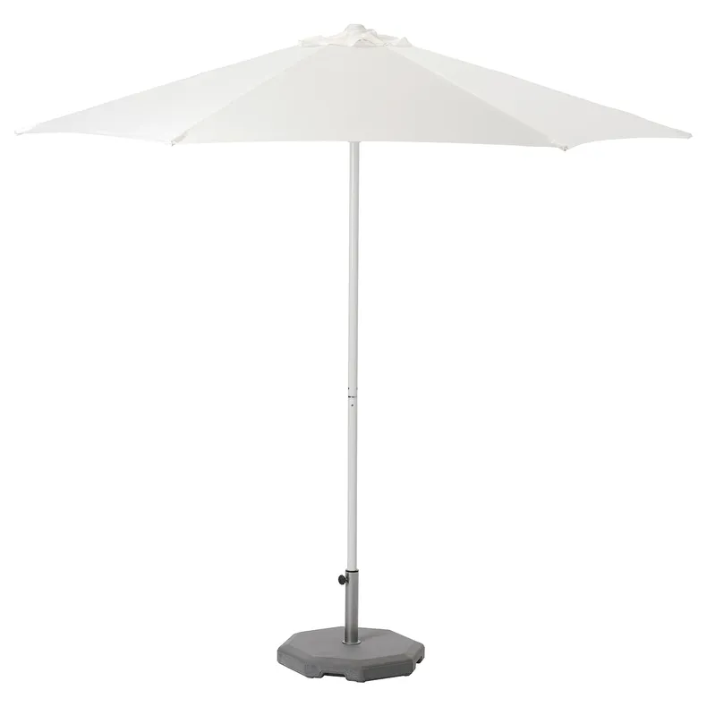 IKEA HÖGÖN ХЕГЕН, сонячна парасоля+опора, білий/Huvön темно-сірий, 270 см 393.246.16 фото №1