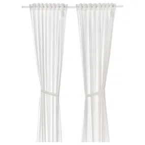 IKEA LEN ЛЕН, штори із зав’язками, пара, крапки / білий, 120x300 см 704.576.37 фото