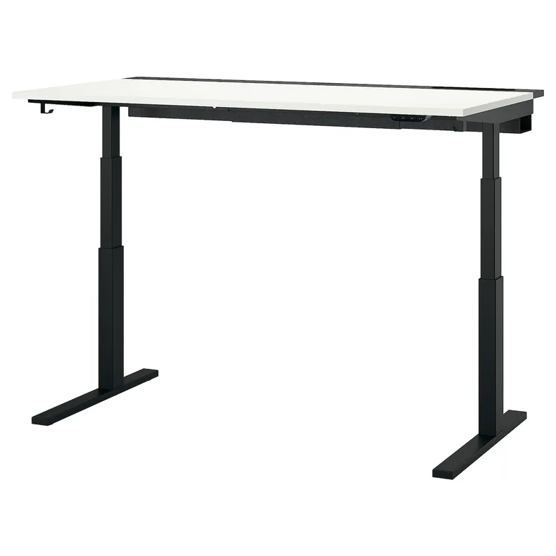 IKEA MITTZON МІТТЗОН, стіл регульований, електричний білий / чорний, 160x80 см 295.298.83 фото №1