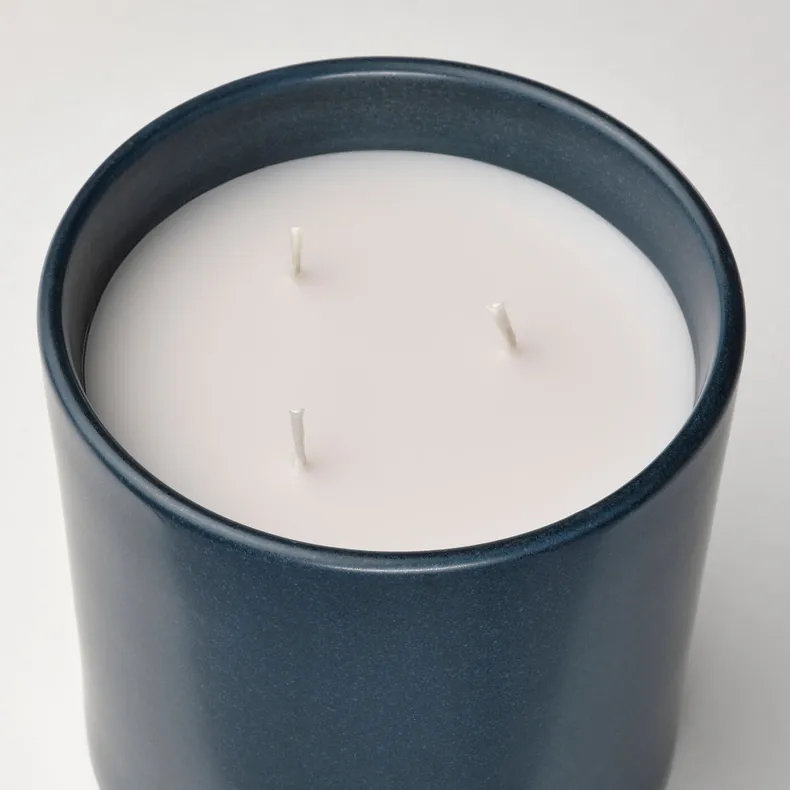 IKEA FRUKTSKOG ФРУКТСКОГ, аром свічка у керам склянці+криш, Ветивер і герань / чорна бірюза, 60 годин. 005.558.15 фото №7