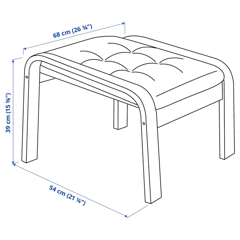 IKEA POÄNG ПОЕНГ, крісло та підставка для ніг, Шпон дуба тонований білий / Gunnared blue 795.021.93 фото №6