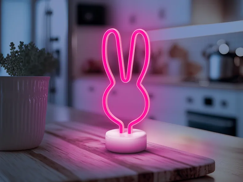 BRW Светодиодный кролик неоновая настольная лампа розовый 093828 фото №2