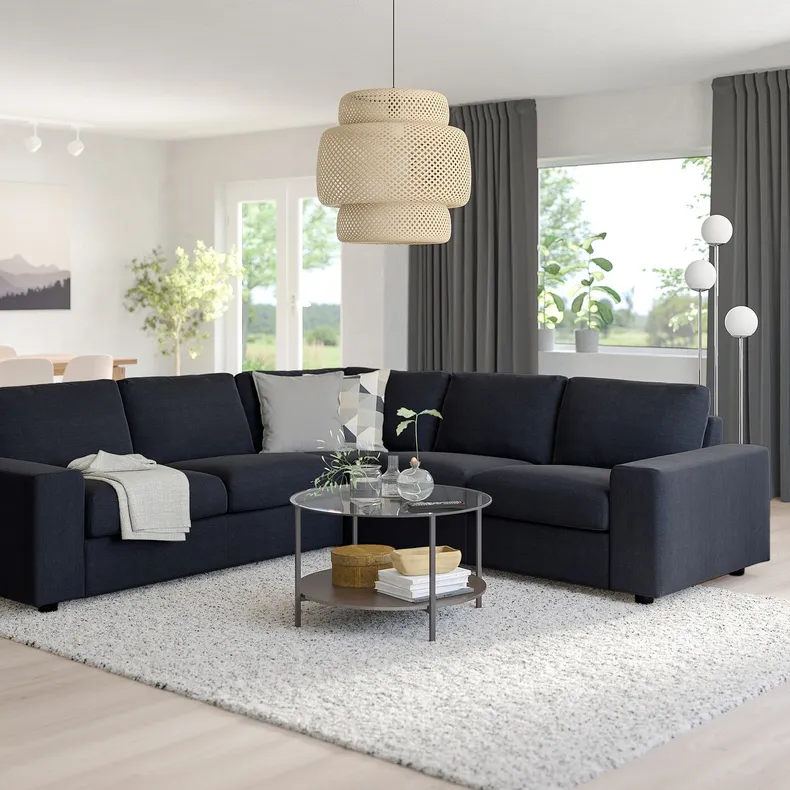 IKEA VIMLE ВИМЛЕ, 4-местный угловой диван, с широкими подлокотниками / Саксемара черно-синий 894.017.87 фото №2