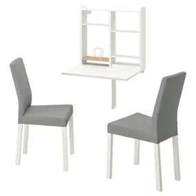 IKEA NORBERG НОРБЕРГ / KÄTTIL КЭТТИЛ, стол и 2 стула, белый / светло-серый 594.803.14 фото