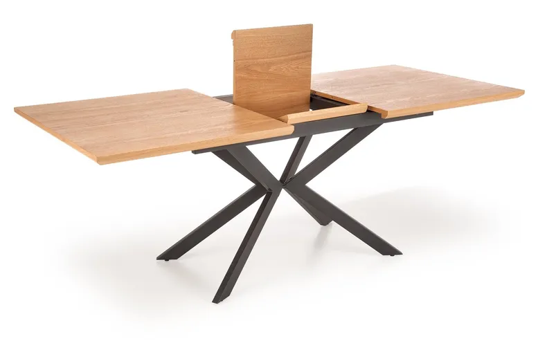 Обідній стіл розкладний HALMAR LEGARTO 160-200x90 см, стільниця - натуральний дуб, ніжка - чорна фото №4