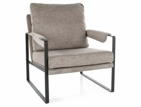 Крісло м'яке з металевою рамою SIGNAL FOCUS Brego, бежевий / матовий чорний фото