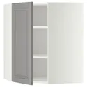 IKEA METOD МЕТОД, угловой навесной шкаф с полками, белый / Будбин серый, 68x80 см 999.186.95 фото thumb №1