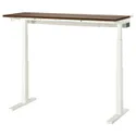 IKEA MITTZON МІТТЗОН, стіл регульований, електричний горіх / білий, 140x60 см 695.283.39 фото thumb №1