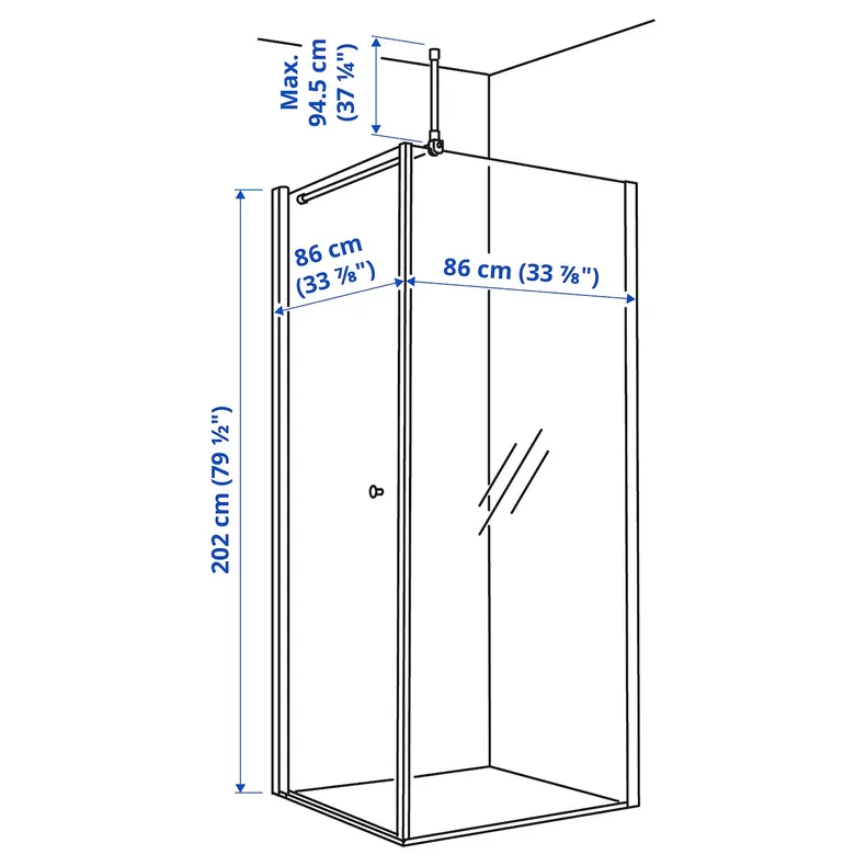 IKEA OPPEJEN ОППЕЙЕН, душевой уголок, 86x86x202 см 793.262.51 фото №4