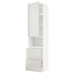 IKEA METOD МЕТОД / MAXIMERA МАКСІМЕРА, висока шафа для мікрох печі, 2 шухл, білий / Ringhult світло-сірий, 60x60x240 см 994.687.82 фото