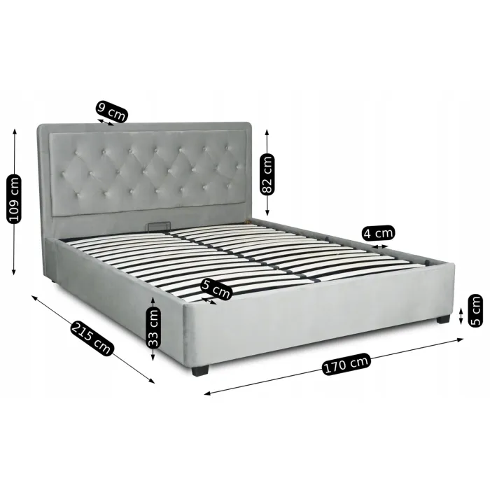 Кровать двуспальная бархатная MEBEL ELITE CROS Velvet, 160x200 см, Серый фото №11